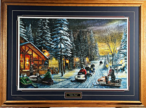 Kevin Daniel Poker Runs Snowmobile Art Print-Framed 39 x 29-Pick Up Only