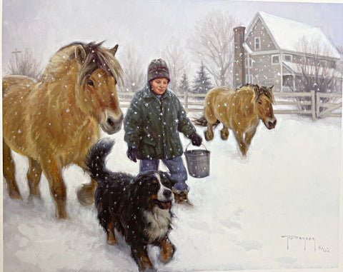 Robert Duncan Dinner Call Boy Horses Dog Art Print  20 x 16