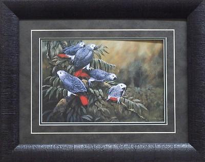 Gamini Ratnavira Painting the Town Red Parrot Print-Framed 19 x 15