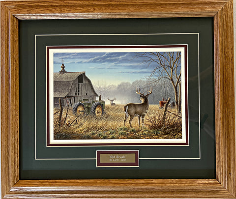 Larry Zack Old Rivals Whitetail Deer Buck Art Print-Framed 20.5 x 17