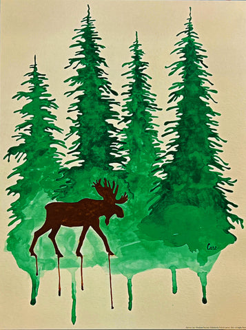 Katrina Case Woodland Retreats Moose art Print 12 x 16