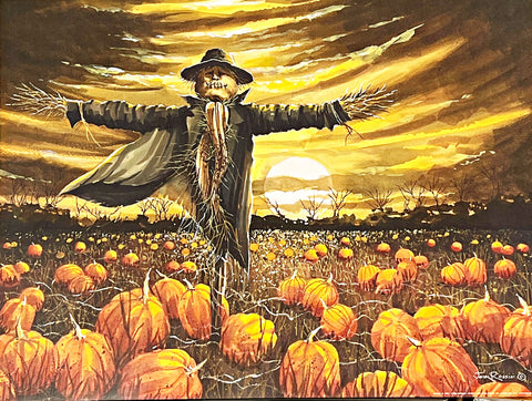 John Rossini Arise Great Pumpkin Scarecrow Fall Paper Art Print 16 x 12