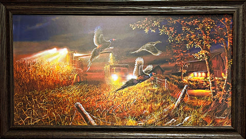 Jim Hansel Field of Dreams Pheasant Farm Print Framed Premium Wood 37 x 21