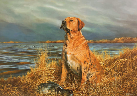 Linda Daniels Its a Dog's World The Gift Yellow Lab S/N Art Print