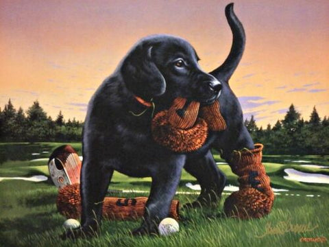 Phillip Crowe The Duffer Lab Puppy Golfing- 12 x 9 Signed Prints