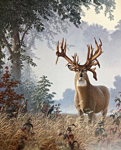 Foggy Morning Whitetail-The Lovstuen Buck Deer By Larry Zach S/N Art Print