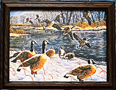 Ray Mertes Frosty Morning Honkers Goose Art Print-Framed 18.5 x 14.5