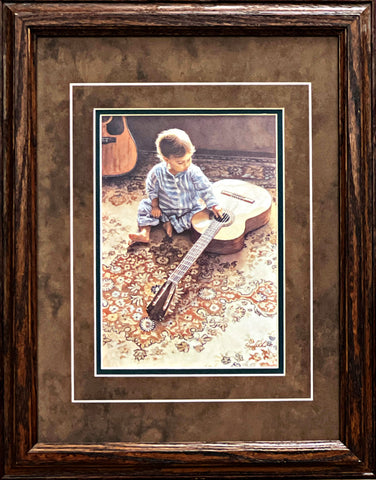 Steve Hanks Child with Guitar Framed Art Print (14.5 x 18.5)