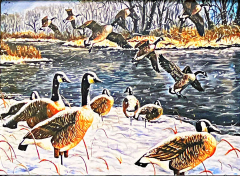 Ray Mertes Frosty Morning Honkers Canadian Goose Art Print 16 x 12