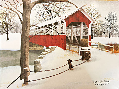 Billy Jacobs Crisp Winter Evening Wrapped Canvas  16 x 12