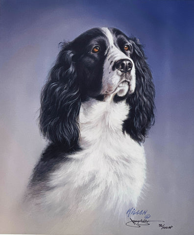 Jim Killen A/P Sporting Dog Art Print That's My Dog, Too-Black & White Springer (13x15.5)