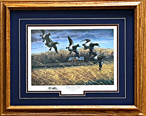 Les Kouba Rainy River Bills Duck Waterfowl Art Print-Framed 21 x 17