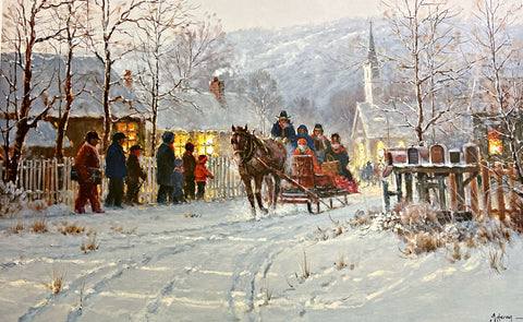 G Harvey, Memories of Home Church Horse and Sleigh S/N Art Print (30 x 20)