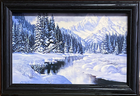 Derk Hansen Winter Splendor  Mountain Tree's Art Print-Framed  14 x 9.5