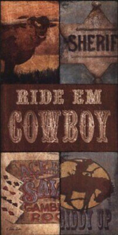 Ride Em Cowboy Art Poster PRINT Dee Dee 12x24