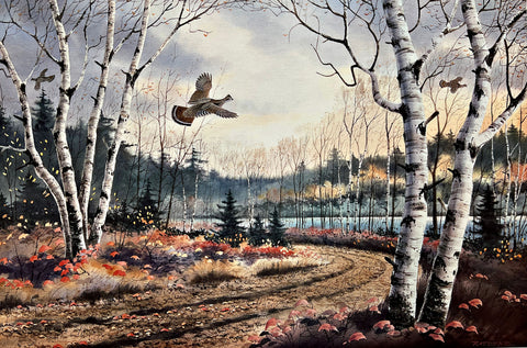 Jerry Raedeke Birch Trail Grouse S/N Art Print 22.5 x 15