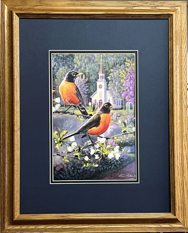 Kim Norlien Robins Songbird Church Art Print-Framed 17 x 21