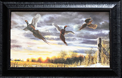 Jim Hansel Spooked Pheasant Farm Studio Canvas Art Print-Framed 22 x 14