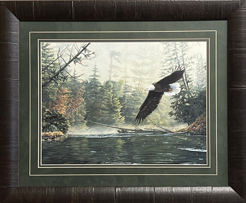 Greg Clair Out of the Mist Eagle Stream Art Print-Framed 23 x 19