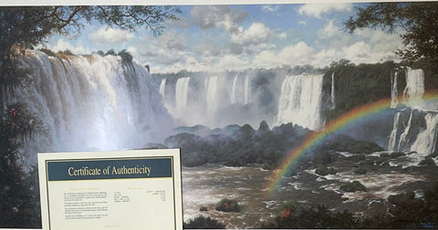 Larry Dyke Misty Paradise - Water Falls Art Print-34 x 17 plus cert