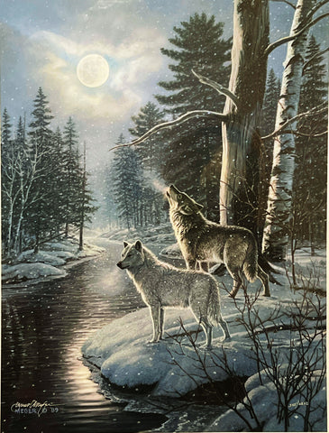 James Meger, Alpha Wolve Full Moon Art Print  (18 x 24)