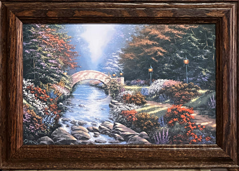 Derk Hansen Framed Stone Arch Bridge Art Print Pathway of Dreams (14.5x10.5)