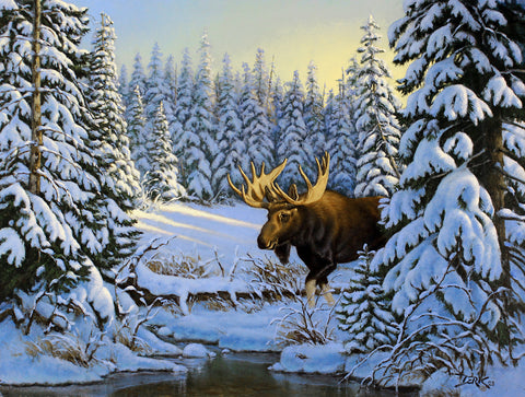 Derk Hansen The Loner Original Moose Oil Painting