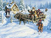 Robert Duncan Way up North Santa Holiday Sleigh Art Print  16 x 12