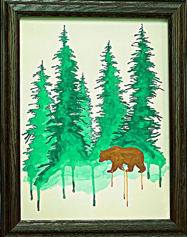 Katrina Case Woodland Retreats II Bear Art Print-Framed 14.5 x 18.5