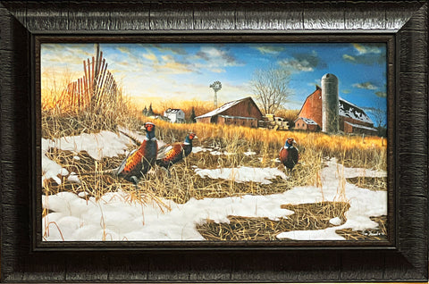 Jim Hansel Harvest Roosters Pheasant Farm Art Print-Framed 22 x 14