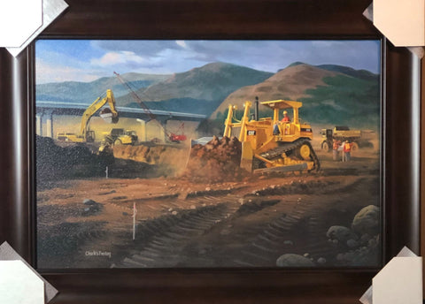 Charles Freitag Making Tracks Bull Dozer Art Print-Framed 29 x 21