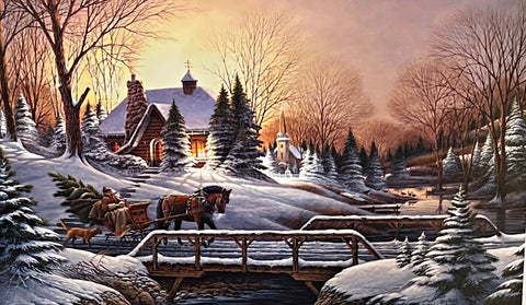 Terry Redlin 2006 Christmas Print Heading Home S/N with COA (32x18.5)