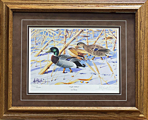 Les Kouba Cornfed Mallards Duck Art Print-Framed 21 x 17