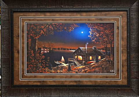 Jim Hansel Evening Serenity Cabin Lake Art Print-Frarmed 27.5 x 19.5