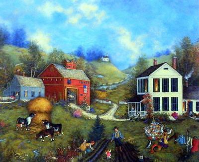 Linda Nelson Stocks "No Place Like Home" Farm Church Print  Image Size 24" x 20"