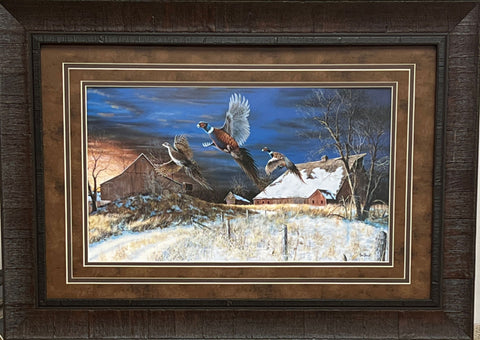 Jim Hansel Homestead Pheasant Farm Art Print- Framed  27.5 x 19.5