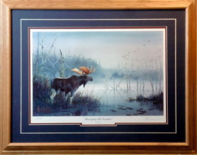 Les Kouba Surveying His Domain Moose S/N art print-Framed