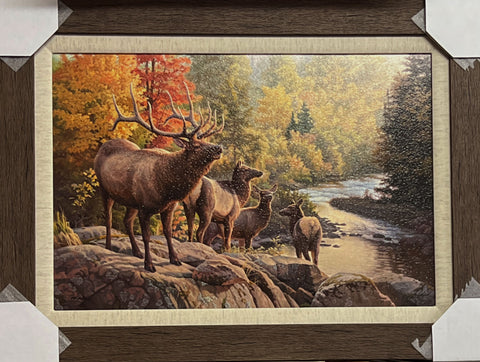 Greg Alexander, River Walk Elk Art S/N Print Framed