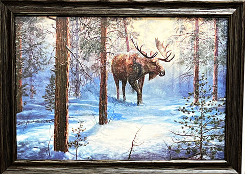 Jim Hansel North Country Moose Art Print and Framed in Solid Wood 32 x 23