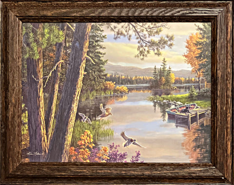 Kim Norlien Fall Days Cabin Lake Art Print-Framed 14.5 x 11.5