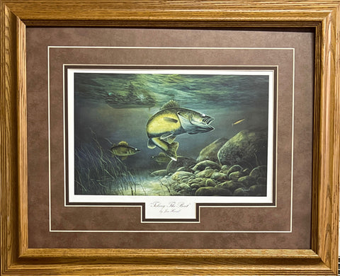 Jim Hansel Taking the Bait-Framed Wallye Art Print-Framed  21"x17" Open Edition FREE SHIPPING