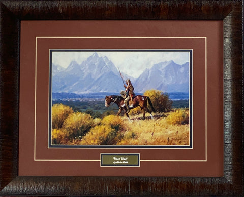 Martin Grelle Stray Wolf Native Mountain Print-Framed   21” x 17"