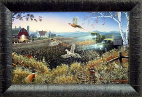 Evening Harvest By Mark Daehlin Pheasant Farm Art Print Framed  18" x 13"