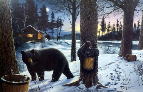 Ervin Molnar Midnight Snack -Black Bear Art Print 18" x 12" Open Edition