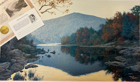 Larry Dyke Still Reflections Lake Duck Lanscape Art S/N Print 27.5 x 16