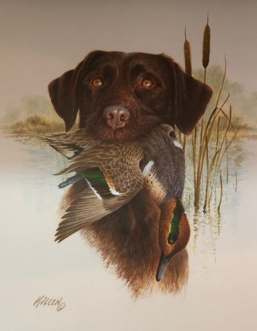 Jim Killen Chocolate Lab Open Edition Dog Hunting Art Print (14.5x18)