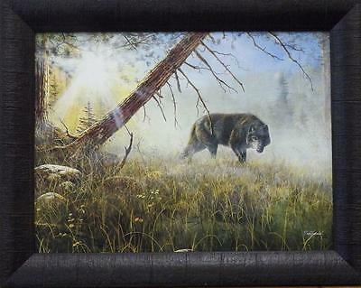 Jim Hansel Eyes in the Mist  Wolf Studio Canvas Print-Framed 19" x 15"