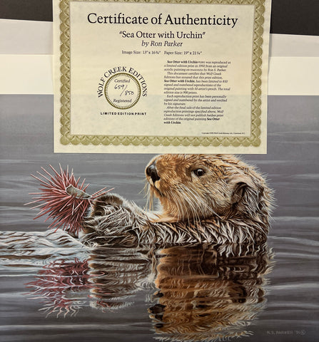 Ron Parker See Otter with Urchin 16.75 x 13