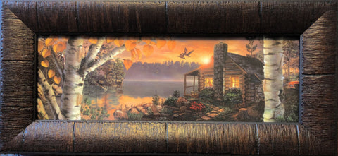 Jim Rownd Autumn Splendor Cabin Art Print-Framed 17 .5 x 8