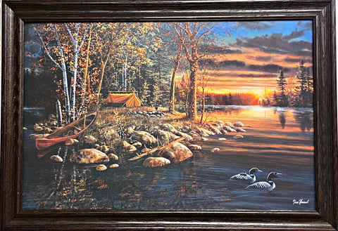 Jim Hansel Wake up Call Loon Lake Cabin Art Print-Framed (Solid Wood) Large